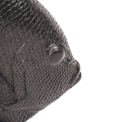 Ornament - Platte Vis - Polyresin - Zwart - 19,5x10,5x16cm