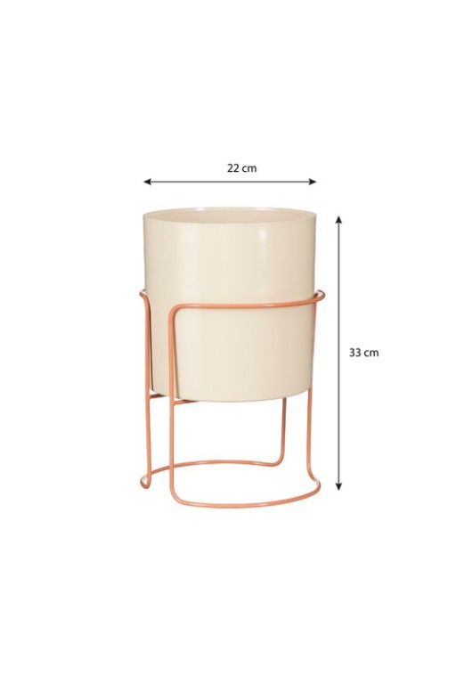 Collins flowerpot on Standard - H33 x Ø22 cm - Metal - Off -White, Peach