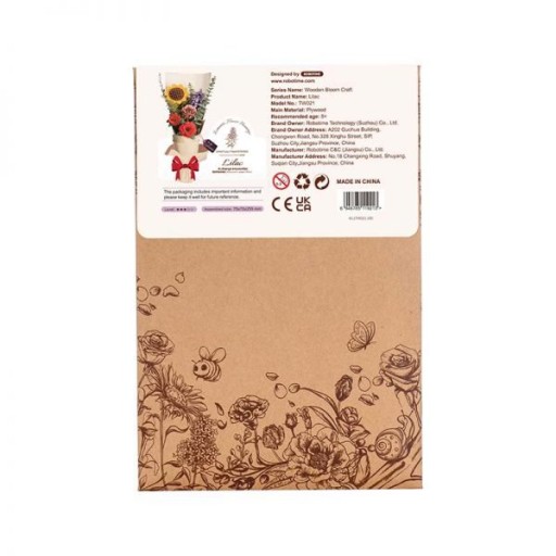 Robotime, DIY Houten Bloem Lilac, Lila Sering, TW021, 7,5x7x22,5cm