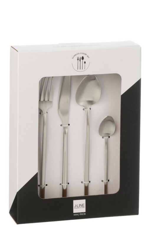 J-Line Box Cutlery C 24 Pieces Stainless Steel Matte Silver