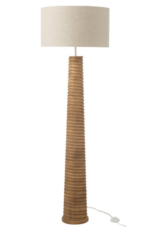 J-Line Vloerlamp Schroefdraad Hout | Naturel/Grijs