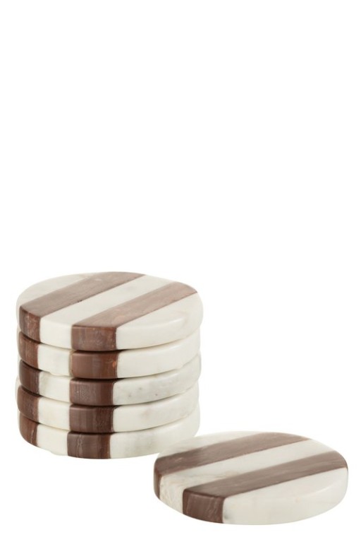 J-Line Marble coaster - stone - white/brown - 6x