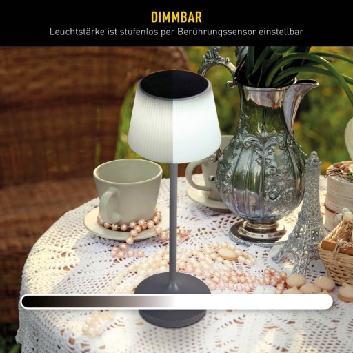 LED Leuchte "EMMI" für Außen und Innen, Tischlampe aus Metall und Kunststoff , mit fest verbauten LEDs, LED Tischlampe für Balkon, Terrasse, Garten, Wohnzimmer, Wintergarten, ca. 38 cm hoch