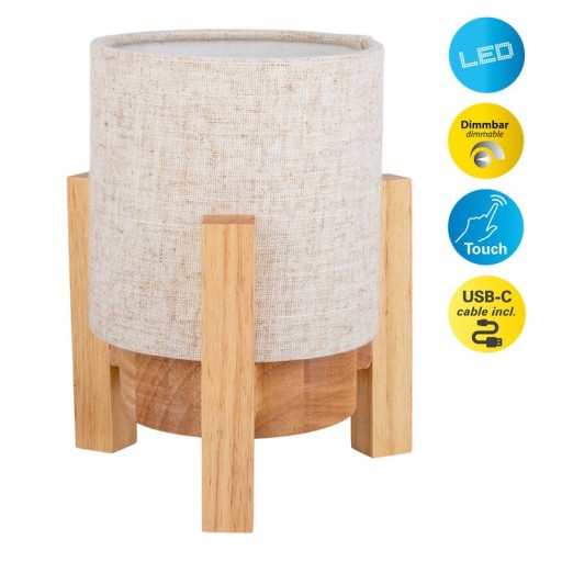 Ackitical lamp "Madita" 19 cm high, in white/nature, with integrated LED, dimmable with touch sensor
