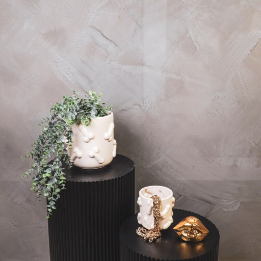 Pot - Dick - Keramiek - Beige -11x11x11,5cm