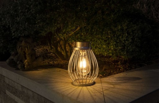 LED Deko-Solarleuchte 21,5 cm hoch, für Außen, aus Metall, Glas und Kunststoff, Silber, mit fest verbauter