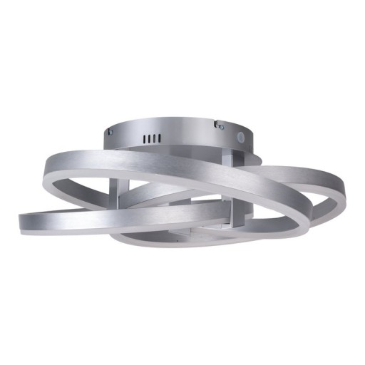 Smart Home LED ceiling light "Divora" Ø 58cm, ceiling lamp made of metal, aluminum brushed and white plastic, with many functions, firmly built -in LEDs, lighting for living room, dining room office or hallway