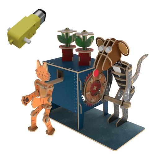 Ilo Build 3D Mechanische Houten Modelbouw Flower Box, 0222, 23x18,5x19,5cm