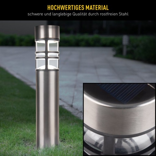 Solar decorativespieß "Bobby" in the 3 Set, Ø 6.2 cm, 42 cm high, metal in steel-blank, plastic, integrated LEDs warm white