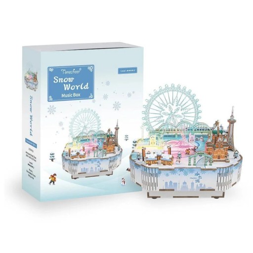 Tonecheer, Muziekdoosje, DIY 3D Houten Puzzel, Snow World, TQ071, 14x16x15,7cm