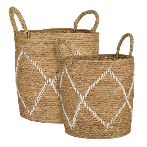 Opbergmand | Storage Basket Set van 2 | H49 x Ø38 cm | Zeewiergras - Bruin