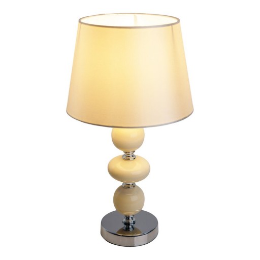 Ceramic table lamp "Araga" 36 cm high, table lamp made of metal, ceramic, with text blades, beige, with E14 socket, lighting for dining room, living room, hallway or office