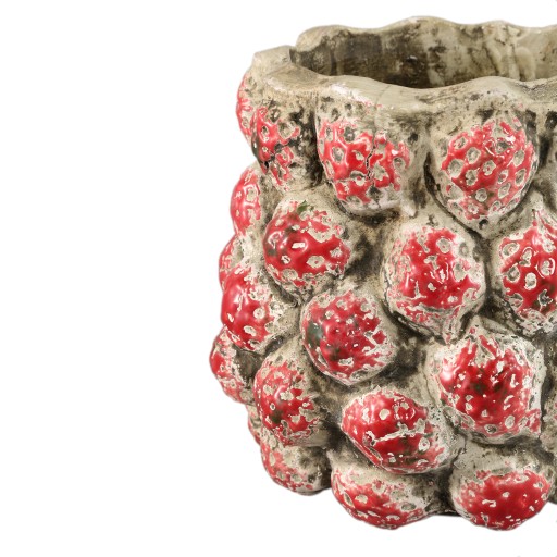 Fruitsy Red Round Terra Pot Strawberrie Finish L