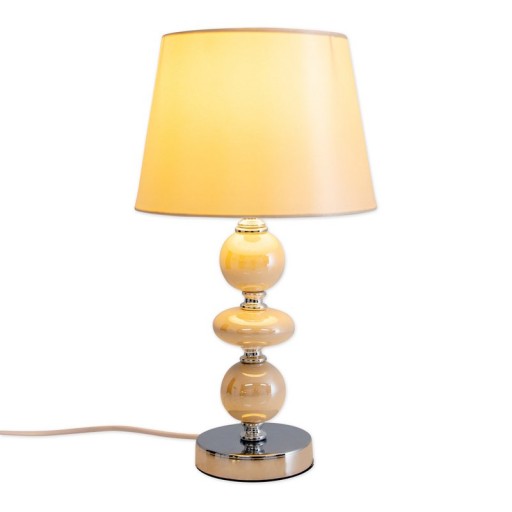 Ceramic table lamp "Araga" 36 cm high, table lamp made of metal, ceramic, with text blades, beige, with E14 socket, lighting for dining room, living room, hallway or office