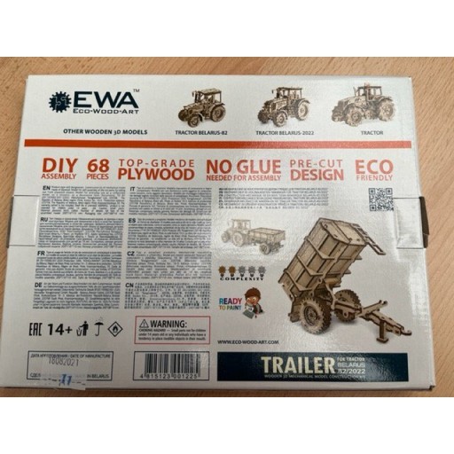 Eco Wood Art (EWA) 3D Mechanische Puzzel, Trailer voor Belarus-82, 1225, 20x11,6x11cm
