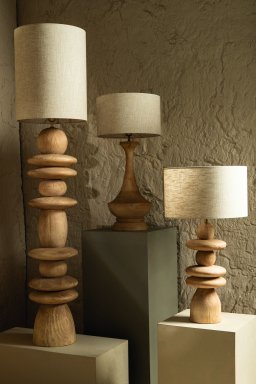 Callain Natural Mango Wood Table Lamp Base Round