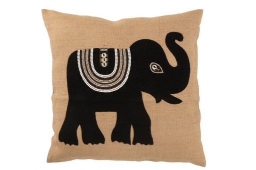 J-Line cushion Elephant - textile - natural/black - large