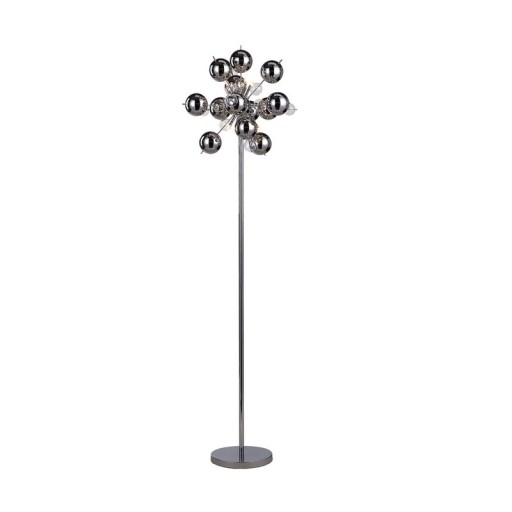 Standing lamp "explosion" in chrome, floor lamp made of metal and glass, chrome, G9, floor lamp 169 cm high