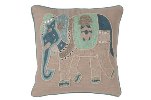 J-Line cushion Elephant - cotton - gray/blue