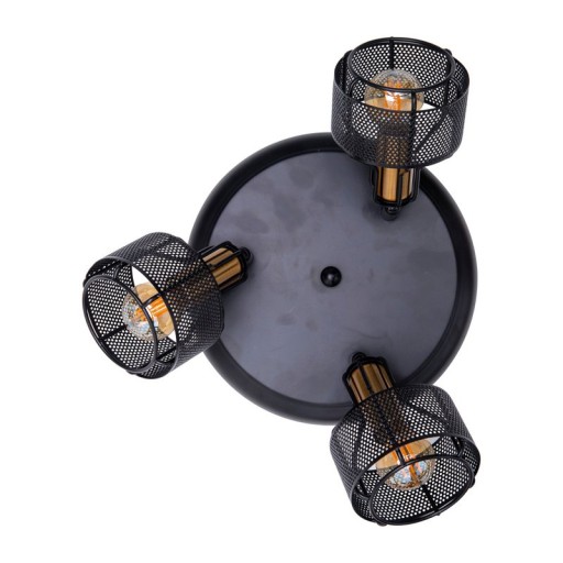 3er Wand- und Deckenrondell Spot "Foro" aus Metall in Schwarz, und Gold, mit E14-Fassungen, 41 cm Durchmesser. Stilvolle Beleuchtung für Wohnzimmer, Esszimmer oder Küche.