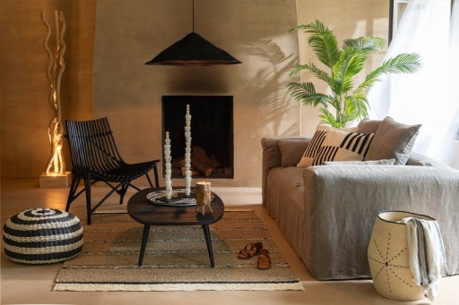 J-Line Set of 3 Basket Star Dotted Lines Seagrass Natural/Black