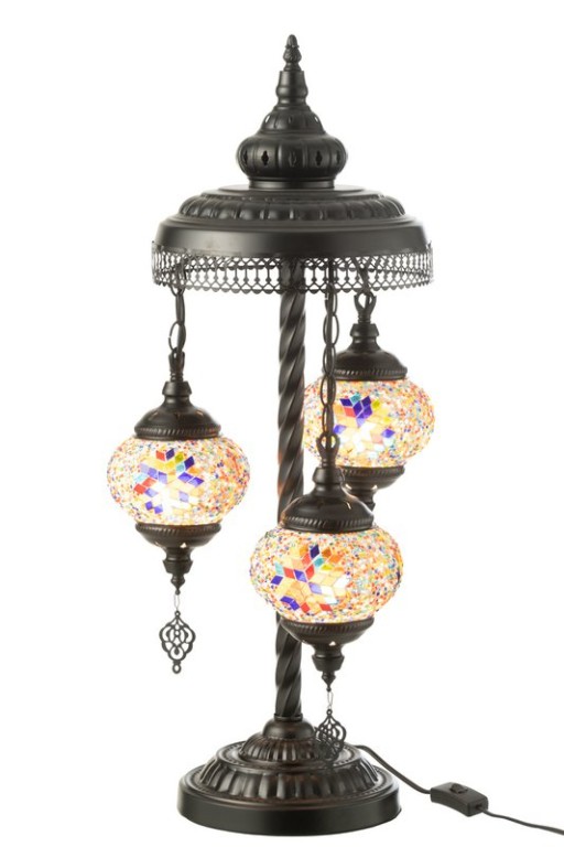 J-Line Lamp Mosaic 3 Light Bulbs Glass/Metal Orange