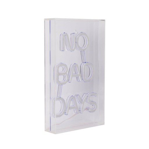 LED font light "No Bad Days" decoration for inside 30 x 18 cm, in blue and magenta-red