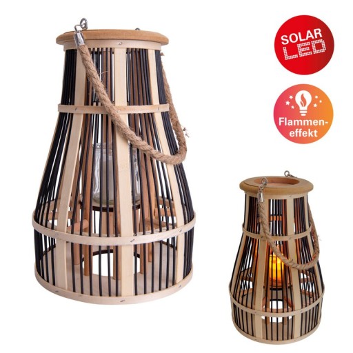 Decol light "Korbinian" including solar LED candle for garden and balcony, from rattan in nature, solar lamp height 35 cm
