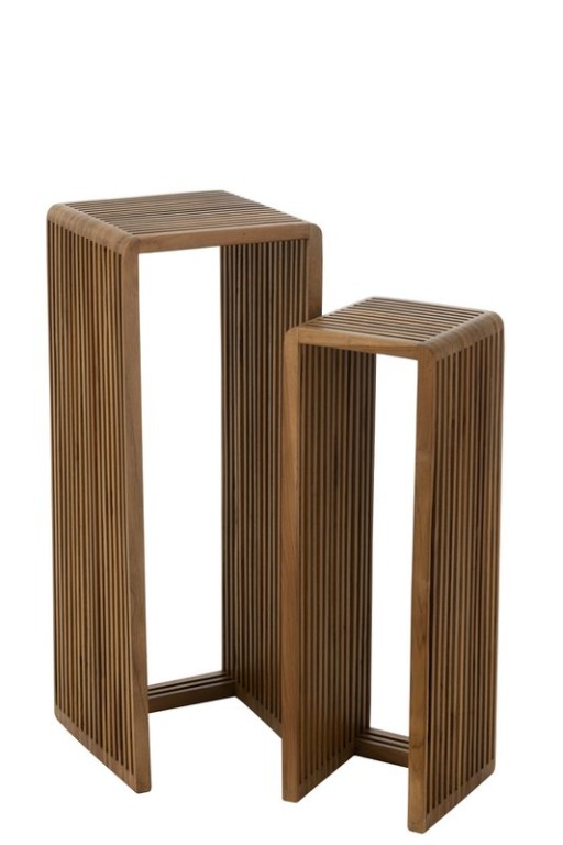 J-Line side table Cube Recycled Teak - natural wood