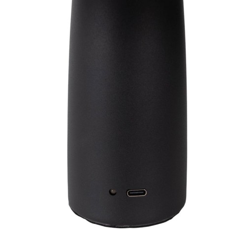 Cordless tablet light "Pilu", 16.5 cm high, above Ø of 15 cm, metal in black, white plastic, integrated LEDs, 280 lumens, dimmable by touch sensor, warm white