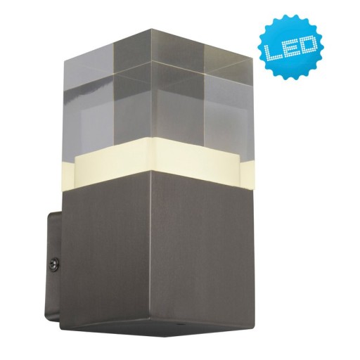 LED external wall lamp "Leah" made of metal and plastic in steel-blank, integrated LED