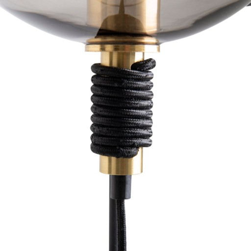 Stacking lamp "Stelo", modern floor lamp made of black metal and smoke glass, E27 socket, 128.5 cm high, for dining room, living room, hallway or office,