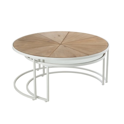 J-Line bijzettafel Relax - metaal/hout - wit/naturel