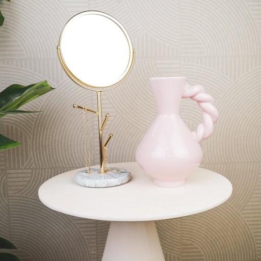 Vaas - gedraaid handvat - dolomiet - roze - 17,5x13.5x22cm