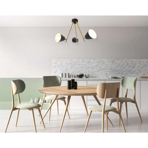 3-zits plafondlicht "Triton" gemaakt van black metal met E27-versie, verlichting voor woonkamer, eettafel of kantoor