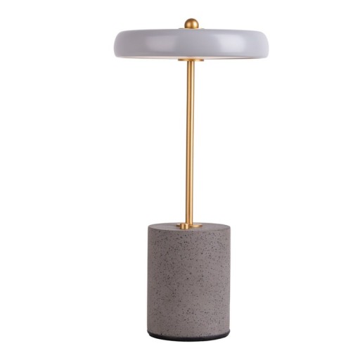 Akku Tischleuchte "SETA" grau 30 cm hoch aus Metall und Beton, mit fest verbauter LED
