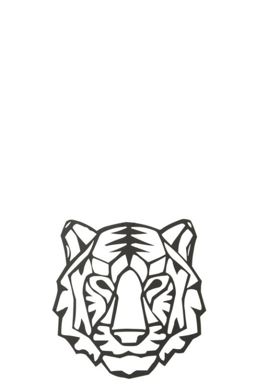 J-Line Wanddecoratie Tiger | Handgemaakt Smeedwerk in Zwart