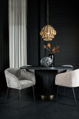 Jeno Cream 04 Aura Fabric Dining Chair Black Legs