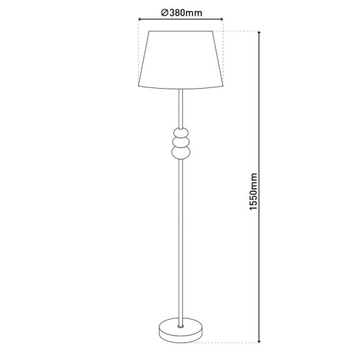 Standing lamp "Elina" 155 cm high, Ø 38 cm, metal in black/brown, text blower in white, E27