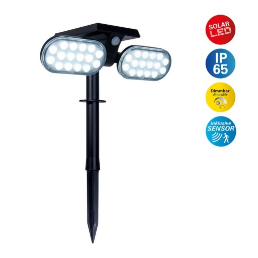 LED solar spotlights "Paco" for the outdoor area with a permanently built-in LED, solar and spit made of plastic in black, height 31.9 cm