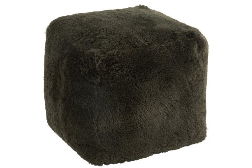 J-Line Pouf Square Sheepskin Green