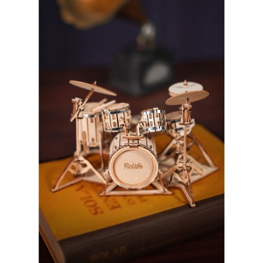 Robotime, 3D Houten Puzzel Muziekinstrument Drumstel, TG409, 19x13,5x11cm