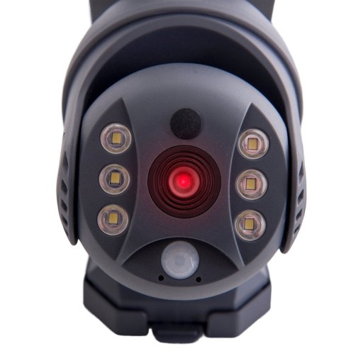 LED solar exterior wall lamp "Moho" with motion detector and security camera fold, wall light made of plastic in gray, with integrated LED