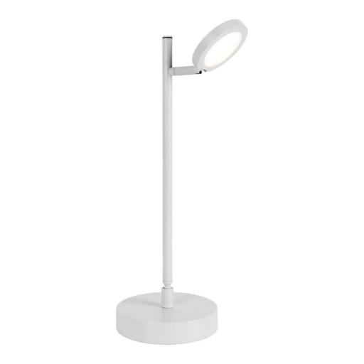 LED cordless table light "Lupa", 45 cm high, made of lacquered aluminum (white) and white plastic, LED integrated, dimmable, touch sensor.