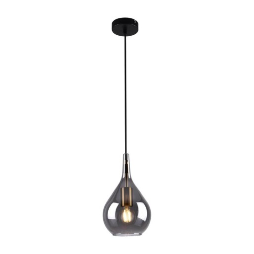 Pendant lamp "Gota", retro classic pendant lamp made of black smoke glass Ø 20 cm, with E27 versions, 150 high, ideal for dining room, living room and kitchen.