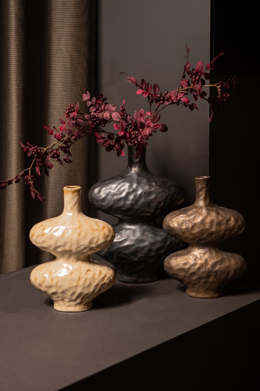 Chelsean Bronze Oval Bulby Shaped Ceramic Vase L