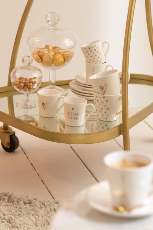 J-Line Service Cart Triangular Metal/Mirror Gold