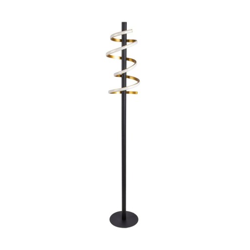 LED-Stehleuchte "BELLEZA", moderne Stehlampe aus Metall und Kunststoff in Schwarz, Gold und Weiß, mit fest verbauten LEDs, 140 hoch, Beleuchtung für Wohnzimmer, Esszimmer, Schlafzimmer oder Büro.