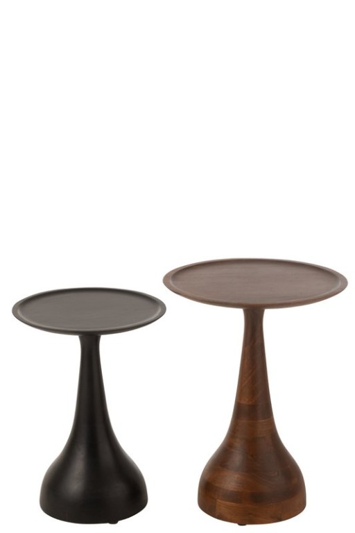 J-Line Set of 2 Side Tables Paro Mango Wood Brown/Black