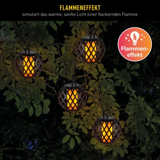 Solar ball chain including flame effect "Fogo"